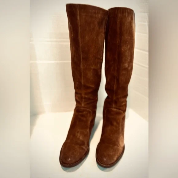 Born Felicia Riding Boots Leather Brown Suede Distressed Tall Western Lace Up 9M - Picture 2 of 6
